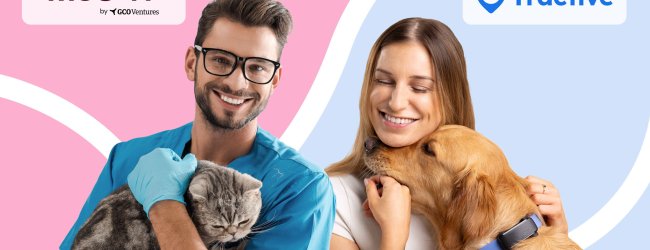 Image showing a partnership between Tractive and Musky, featuring a woman with a dog and a man with a cat.
